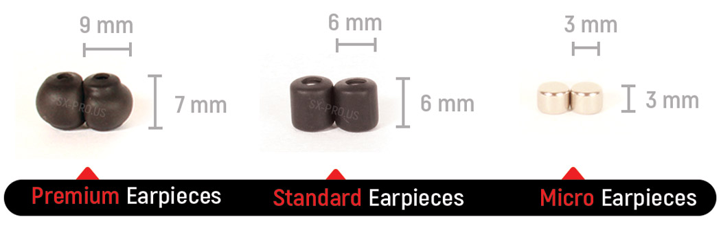 Premium, Standard & Micro Quality Hidden Wireless Spy Earpieces included with SX PRO